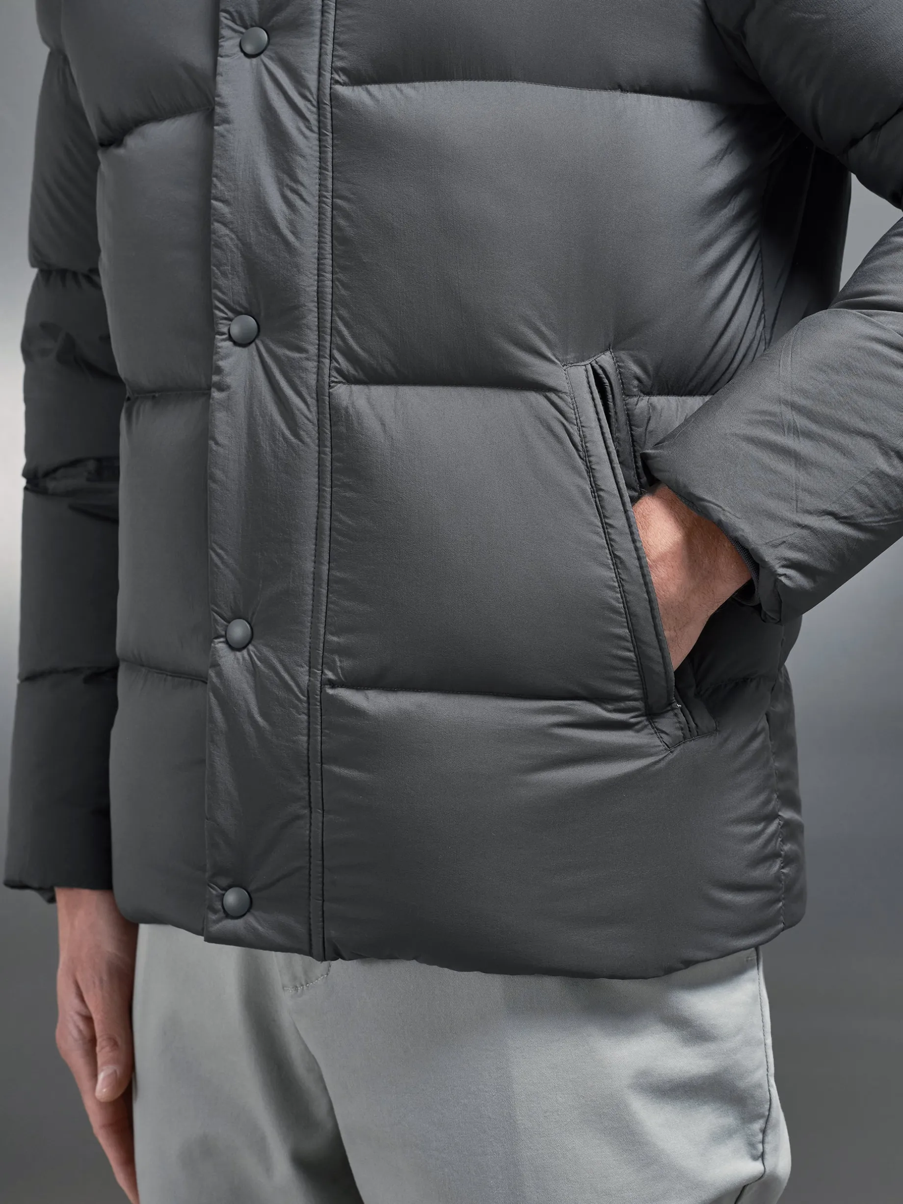 Goose Down Short Length Jacket - Grey