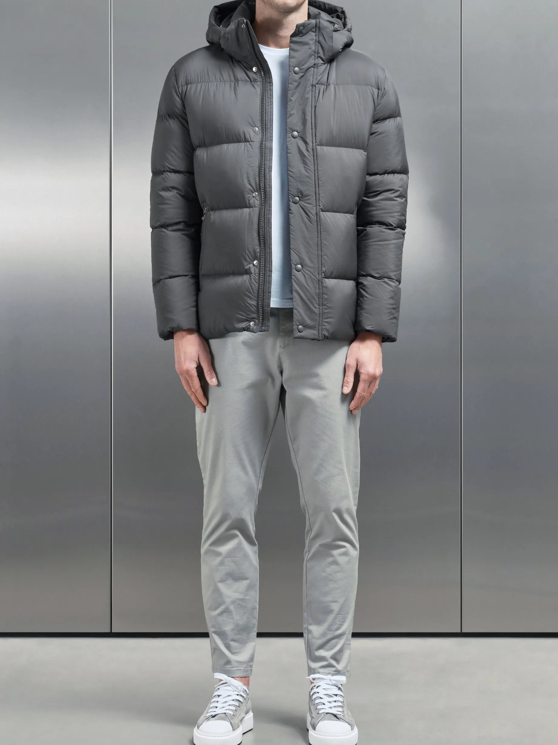 Goose Down Short Length Jacket - Grey