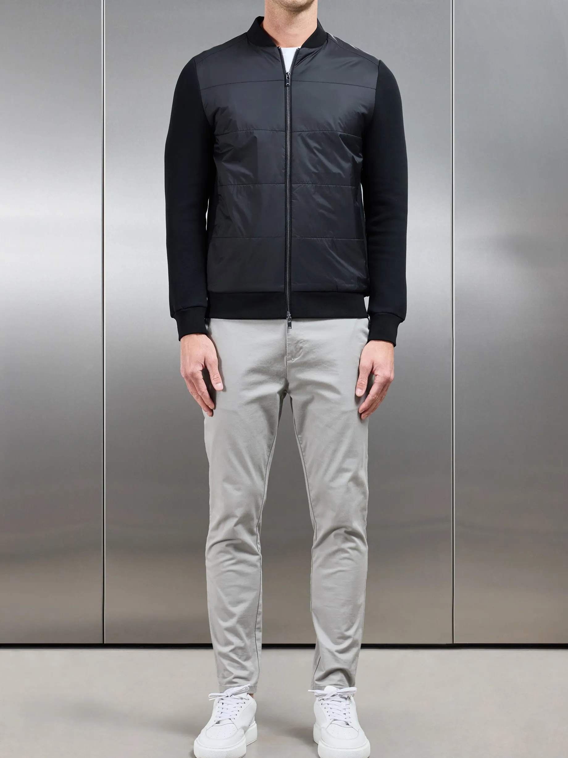 Hybrid Bomber Jacket - Black