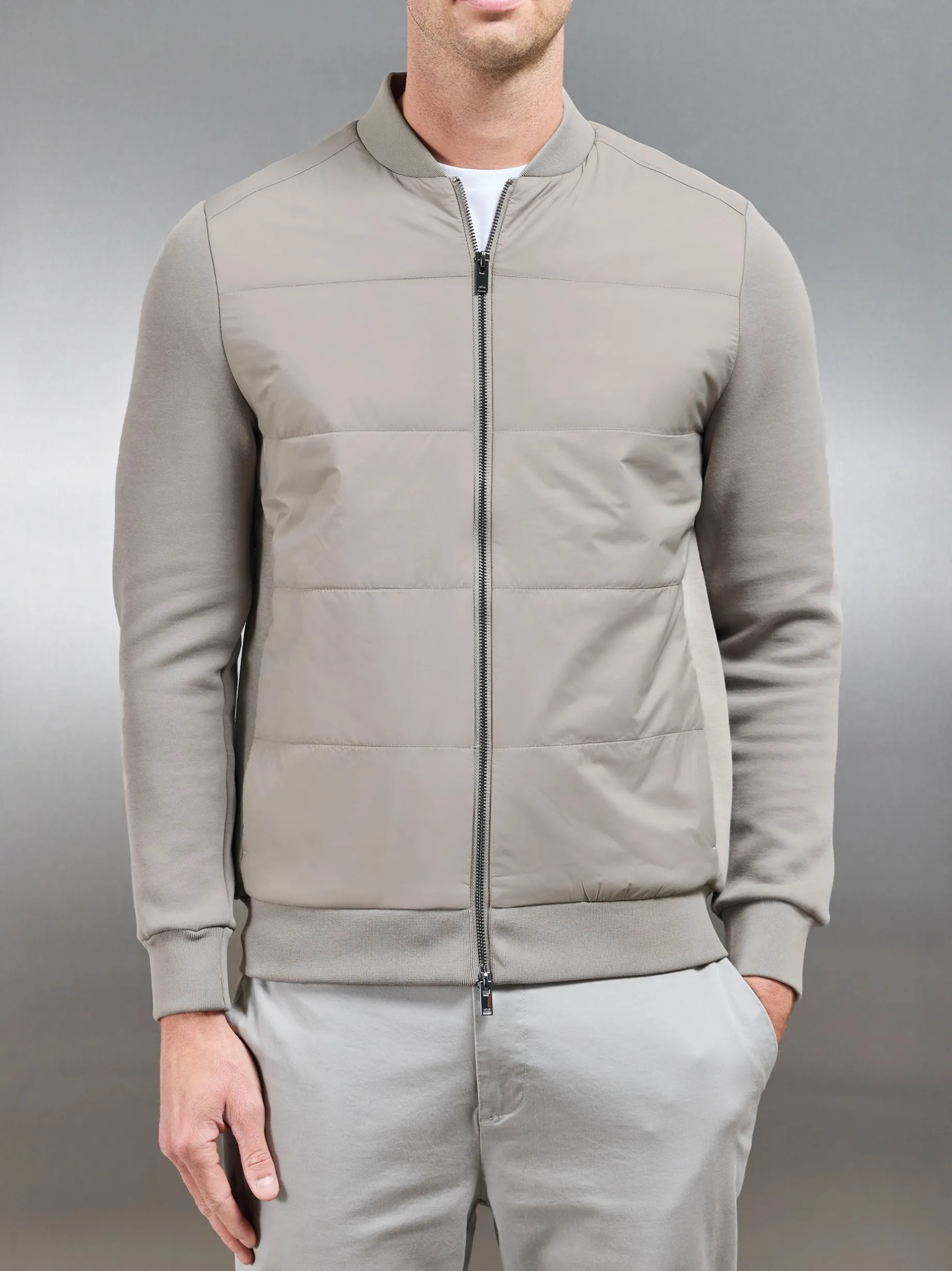 Hybrid Bomber Jacket - Taupe