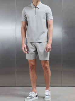 Hybrid Cargo Zip Polo Shirt - Stone