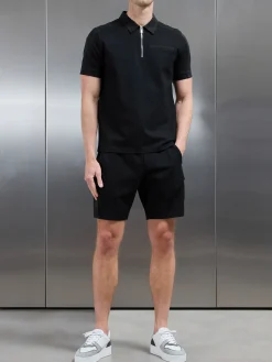Hybrid Cargo Zip Polo Shirt - Black