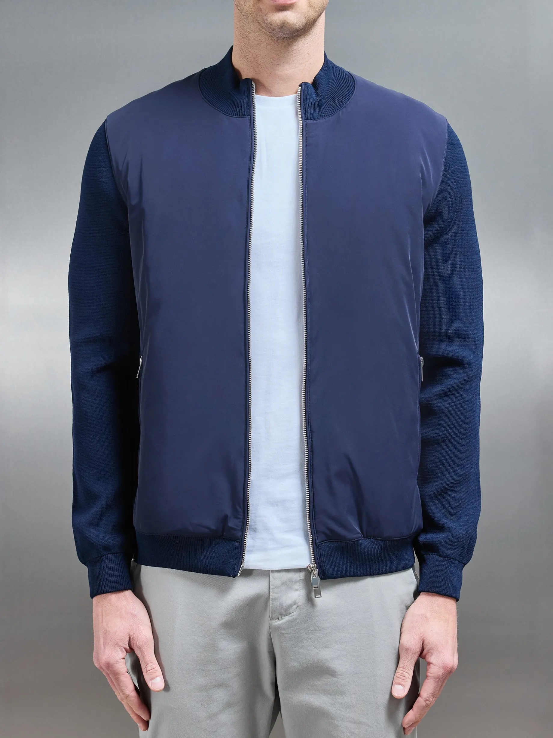 Hybrid Knitted Jacket - Navy