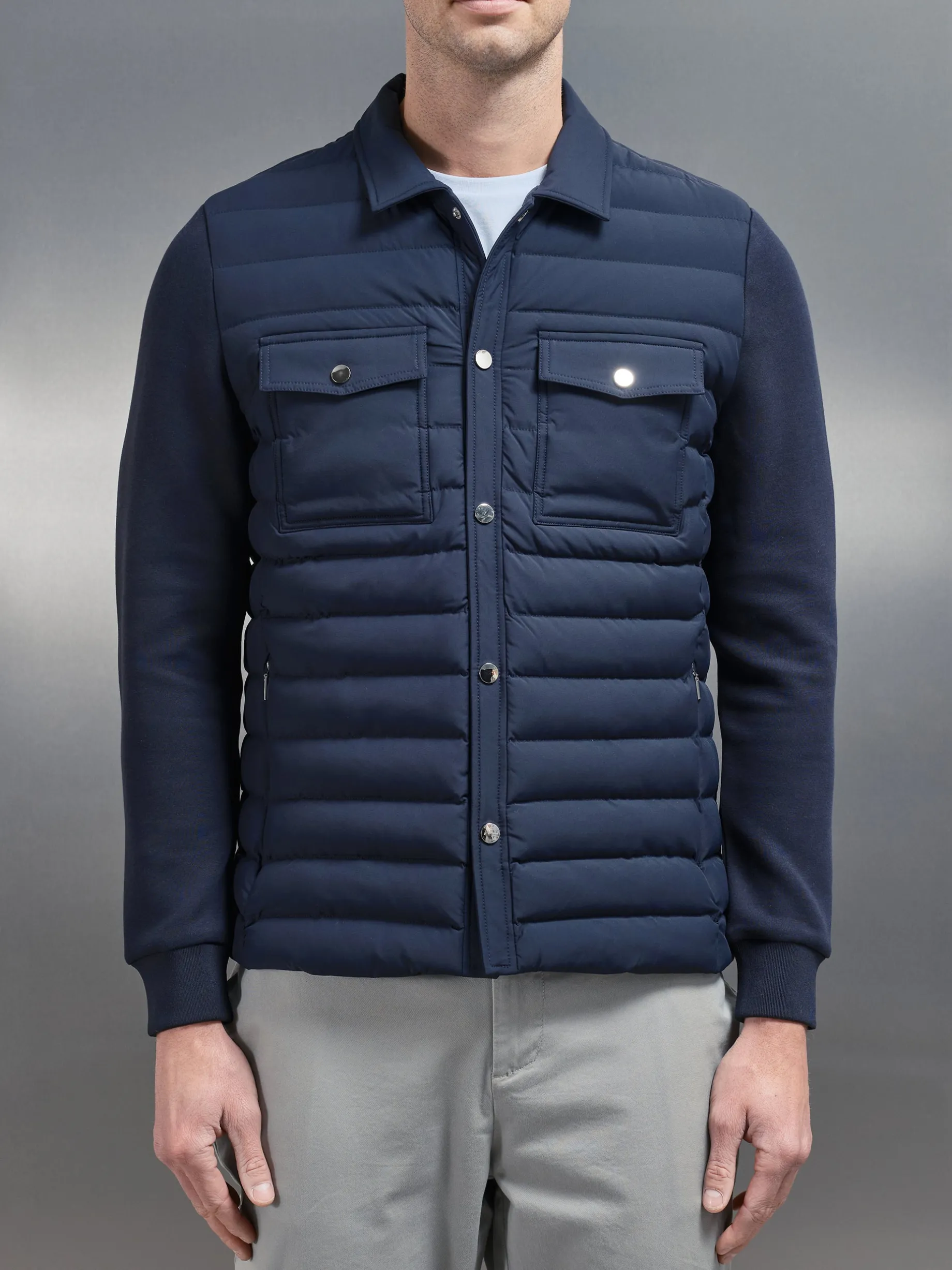 Hybrid Quilted Overshirt - Navy