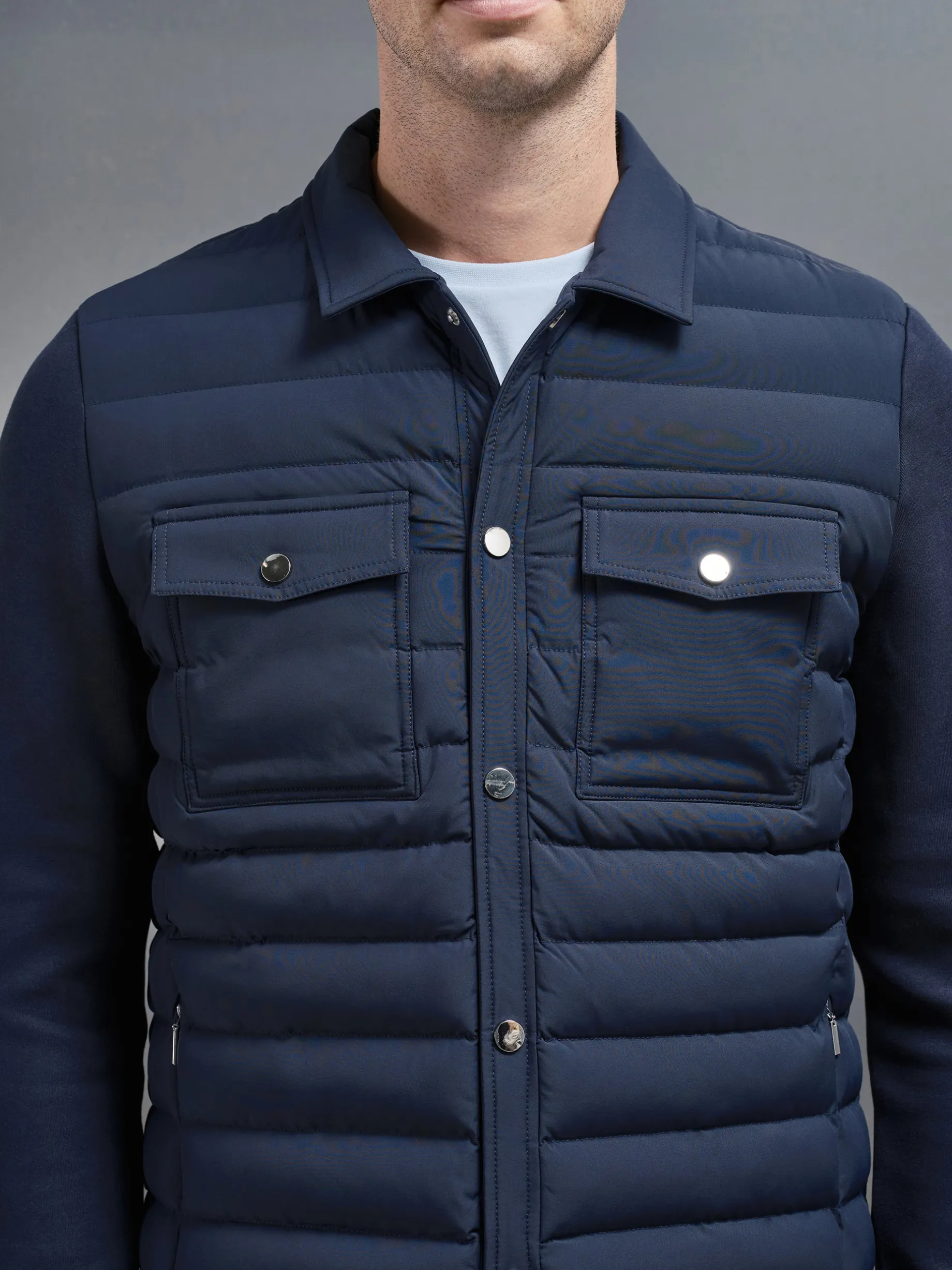 Hybrid Quilted Overshirt - Navy