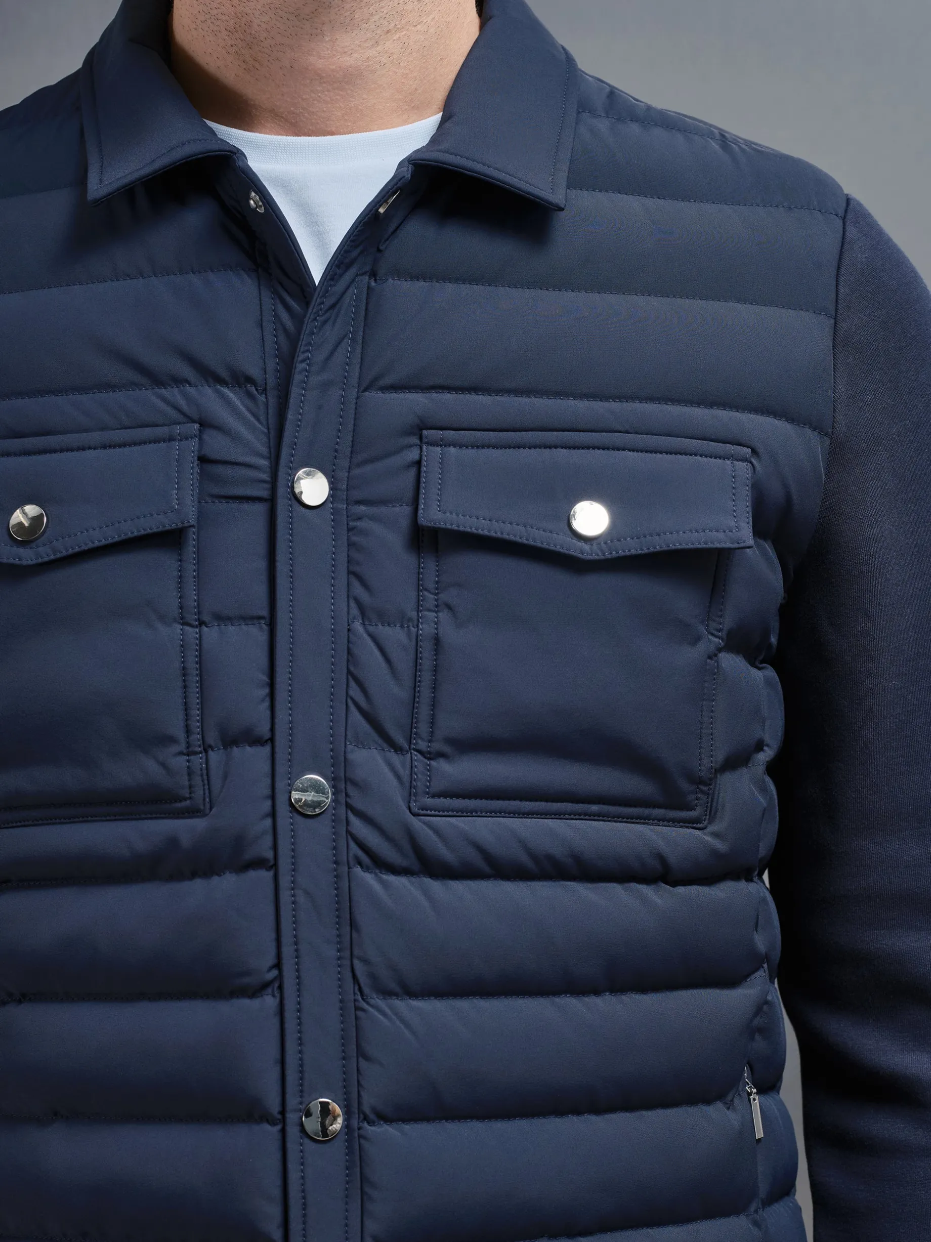 Hybrid Quilted Overshirt - Navy