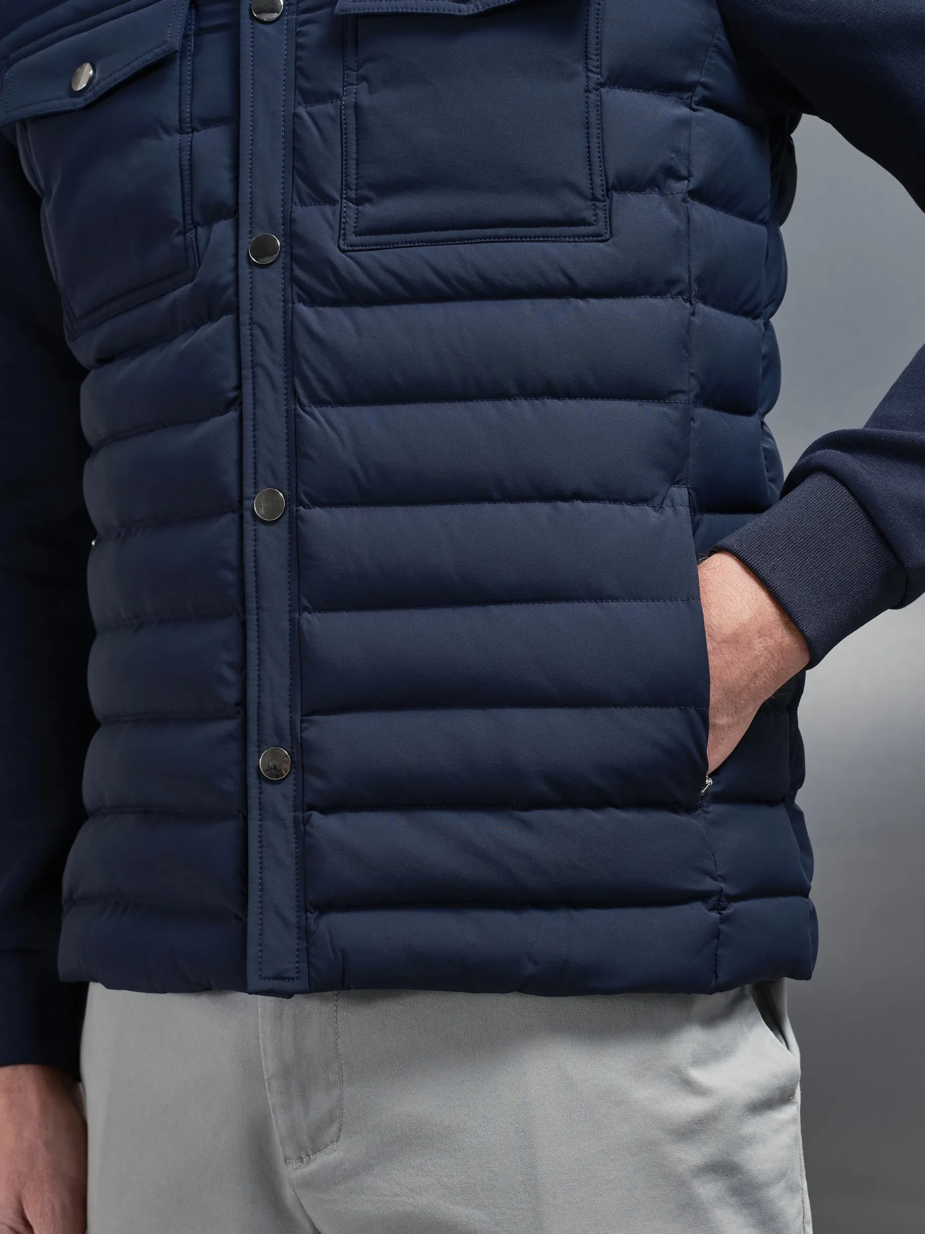Hybrid Quilted Overshirt - Navy