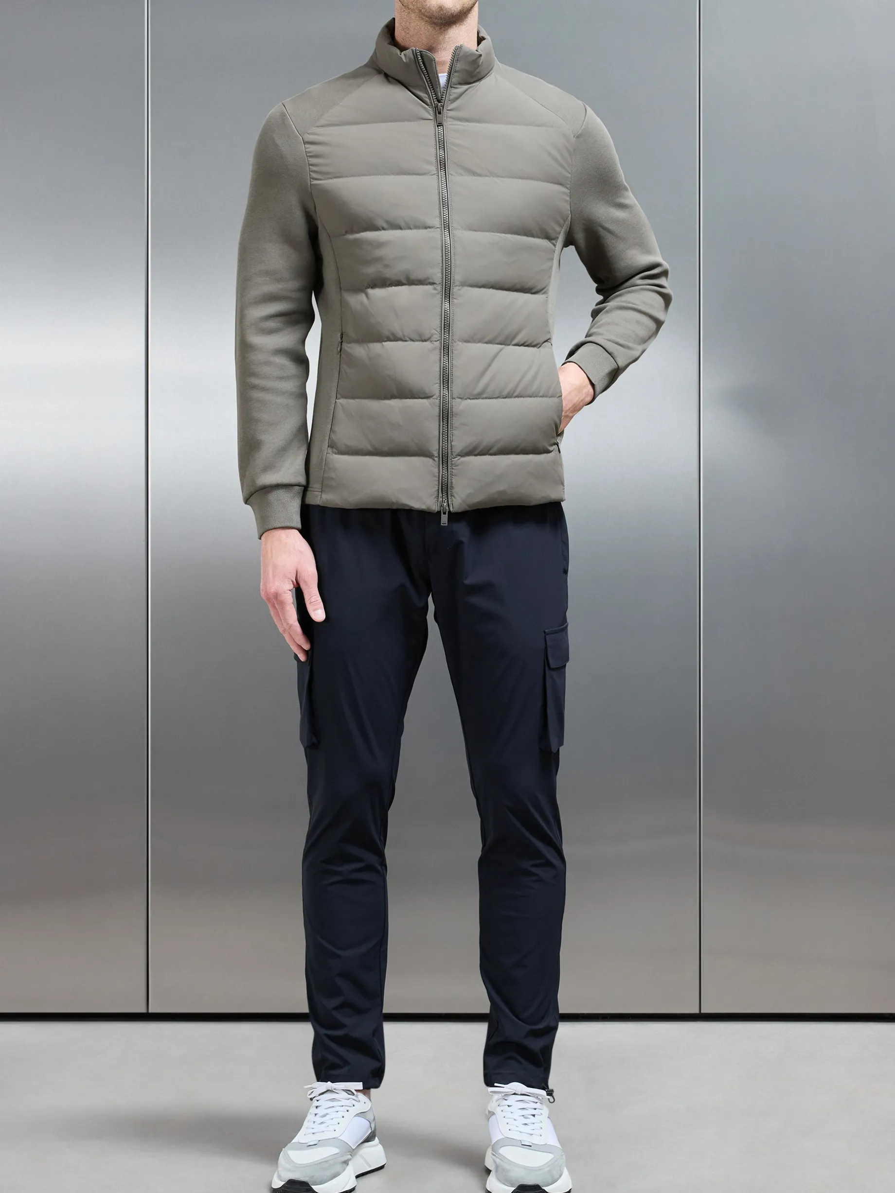 Hybrid Technical Puffer Jacket - Olive