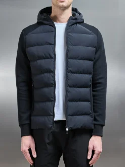 Hybrid Technical Puffer Windbreaker - Black