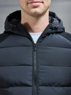 Hybrid Technical Puffer Windbreaker - Black