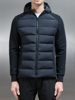 Hybrid Technical Puffer Windbreaker - Black