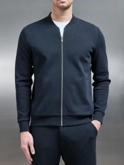 Interlock Jersey Bomber Jacket - Navy