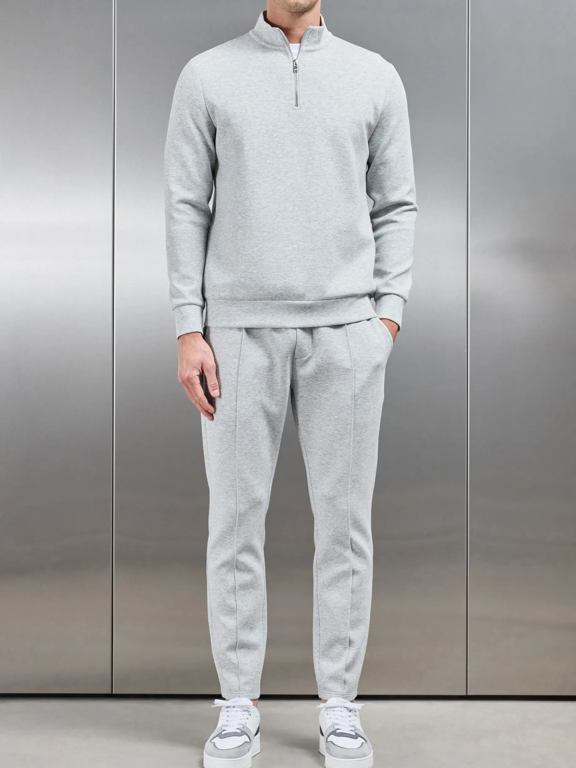 Interlock Jersey Half Zip - Marl Grey