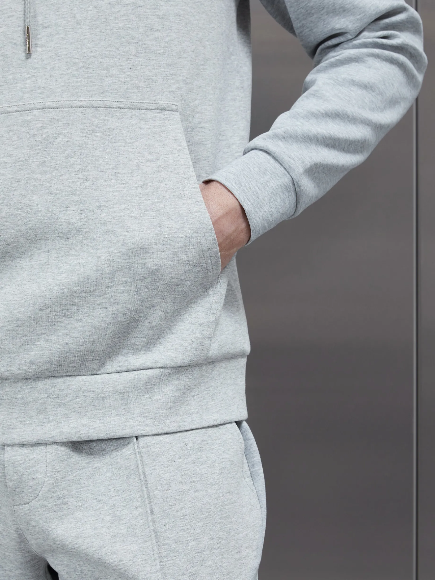 Interlock Jersey Hoodie - Marl Grey