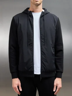 Interlock Jersey Hybrid Windbreaker - Black