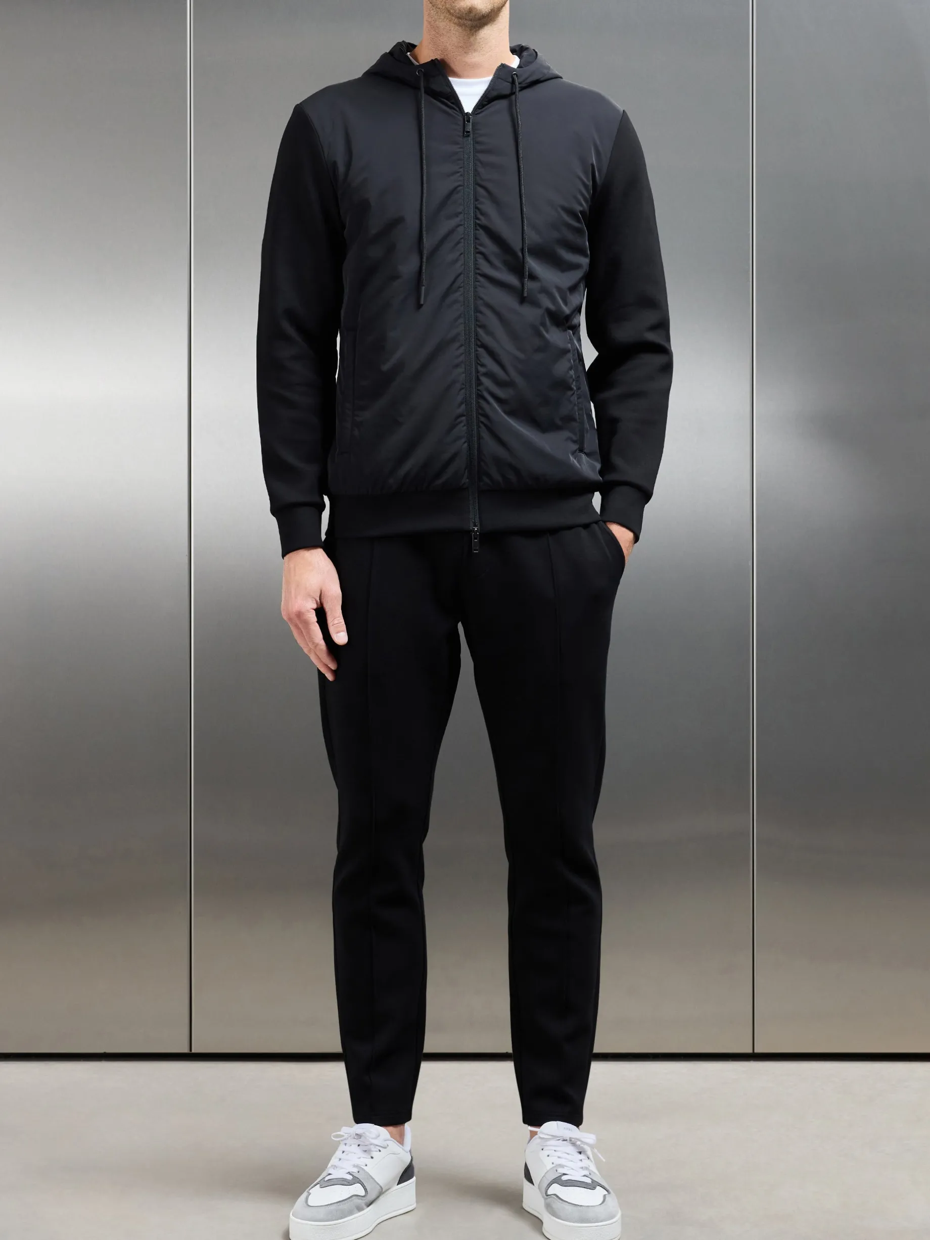 Interlock Jersey Hybrid Windbreaker - Black