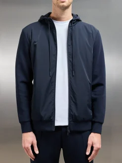 Interlock Jersey Hybrid Windbreaker - Navy