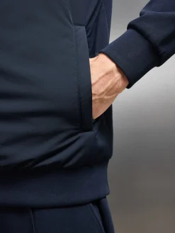 Interlock Jersey Hybrid Windbreaker - Navy