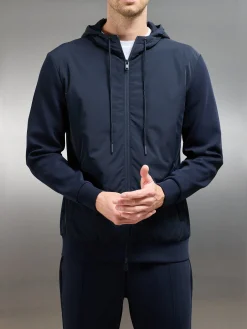 Interlock Jersey Hybrid Windbreaker - Navy