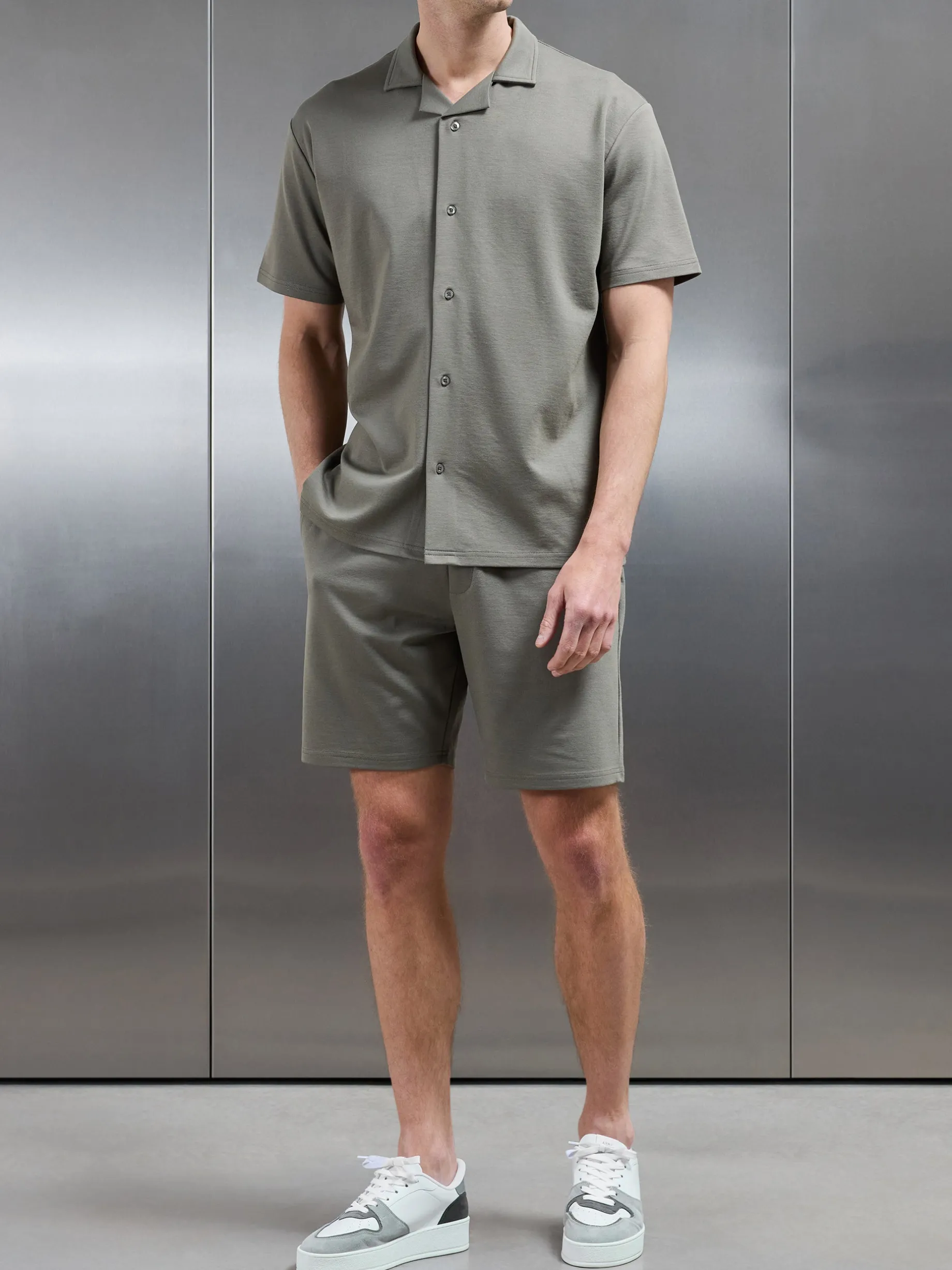Interlock Relaxed Fit Revere Collar Shirt - Sage