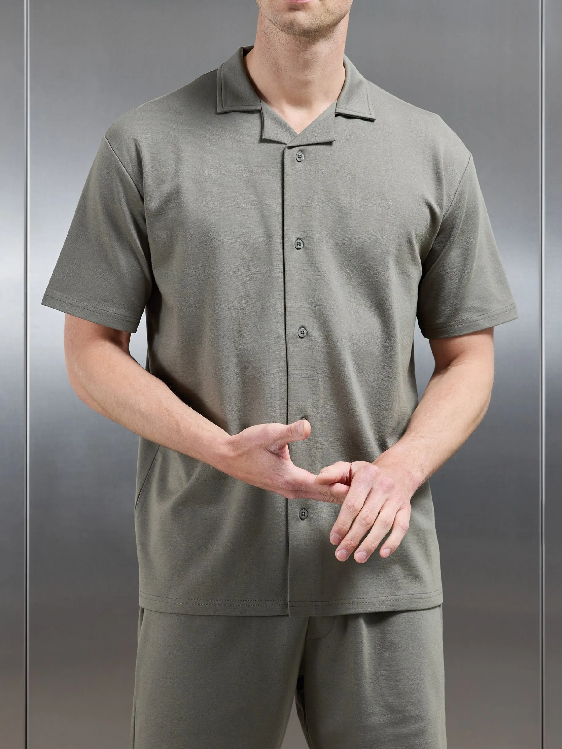 Interlock Relaxed Fit Revere Collar Shirt - Sage