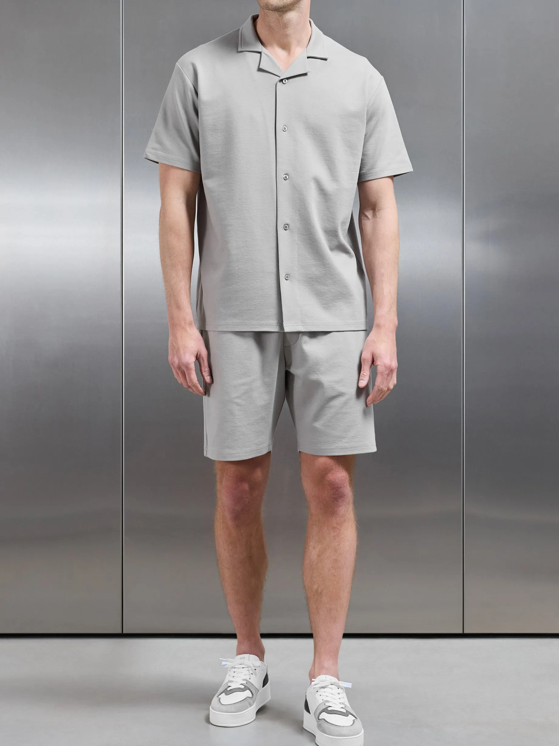 Interlock Relaxed Fit Revere Collar Shirt - Stone