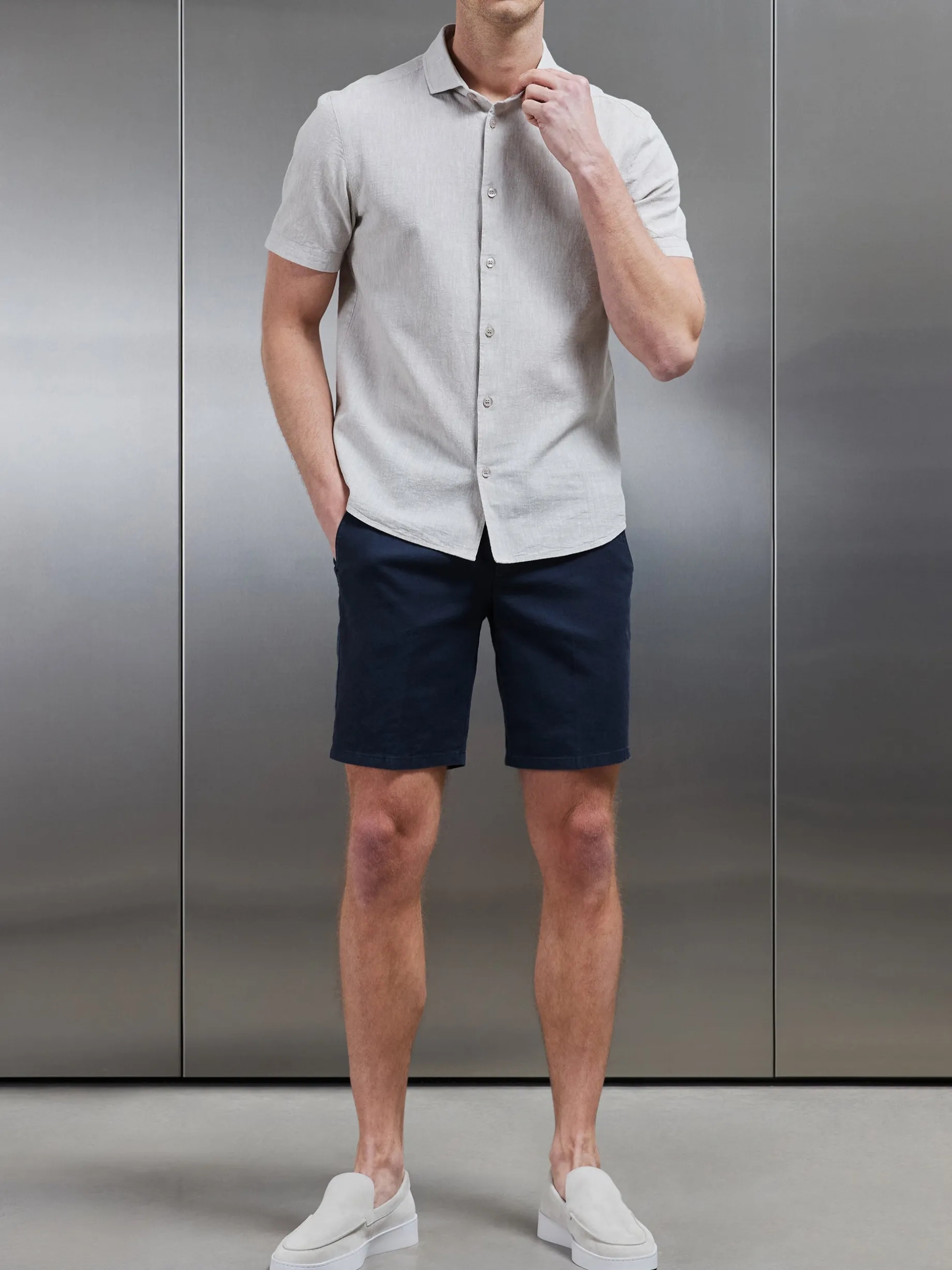 Linen Tailored Short - Navy