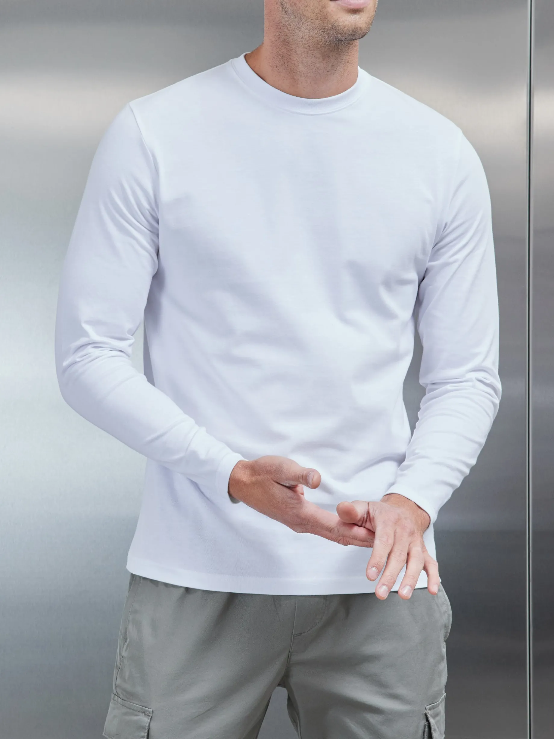 Long Sleeve Slim Fit T-Shirt - White
