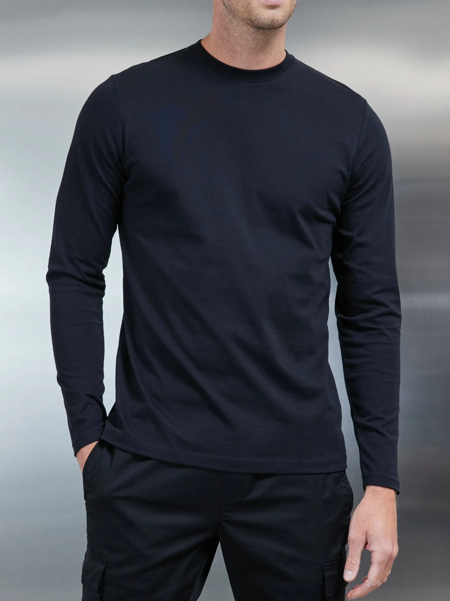 Long Sleeve Slim Fit T-Shirt - Black
