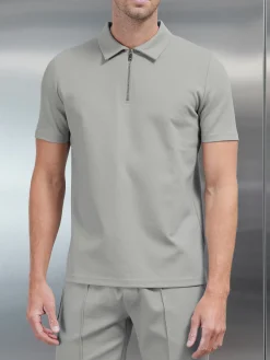 Luxe Half Zip Polo Shirt - Stone