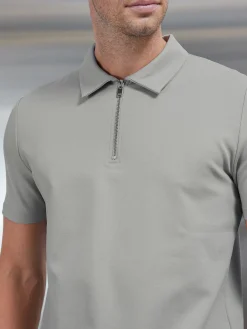 Luxe Half Zip Polo Shirt - Stone
