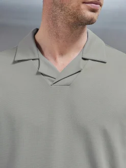 Luxe Revere Collar Polo Shirt - Stone