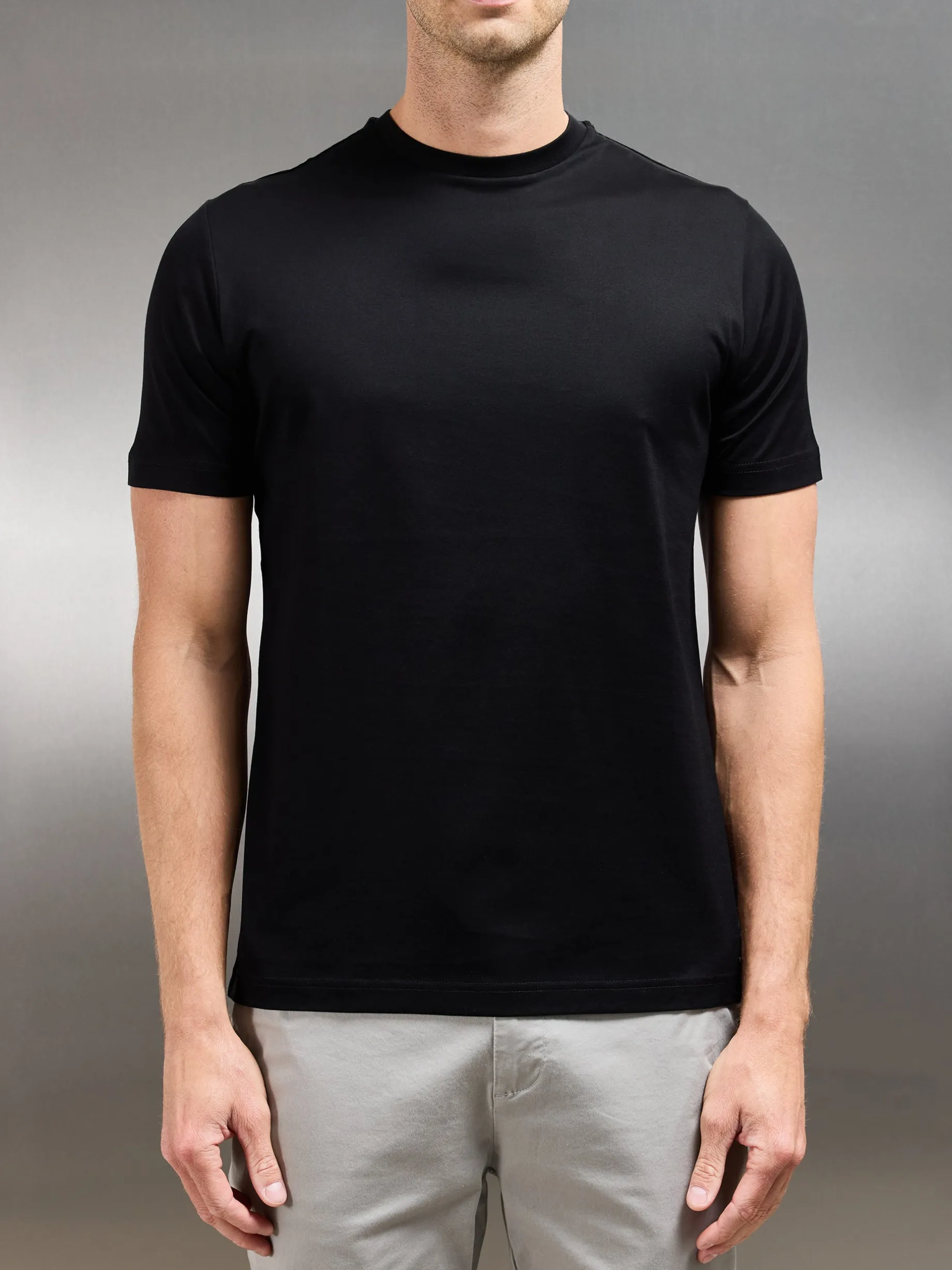 Mercerised Cotton T-shirt - Black
