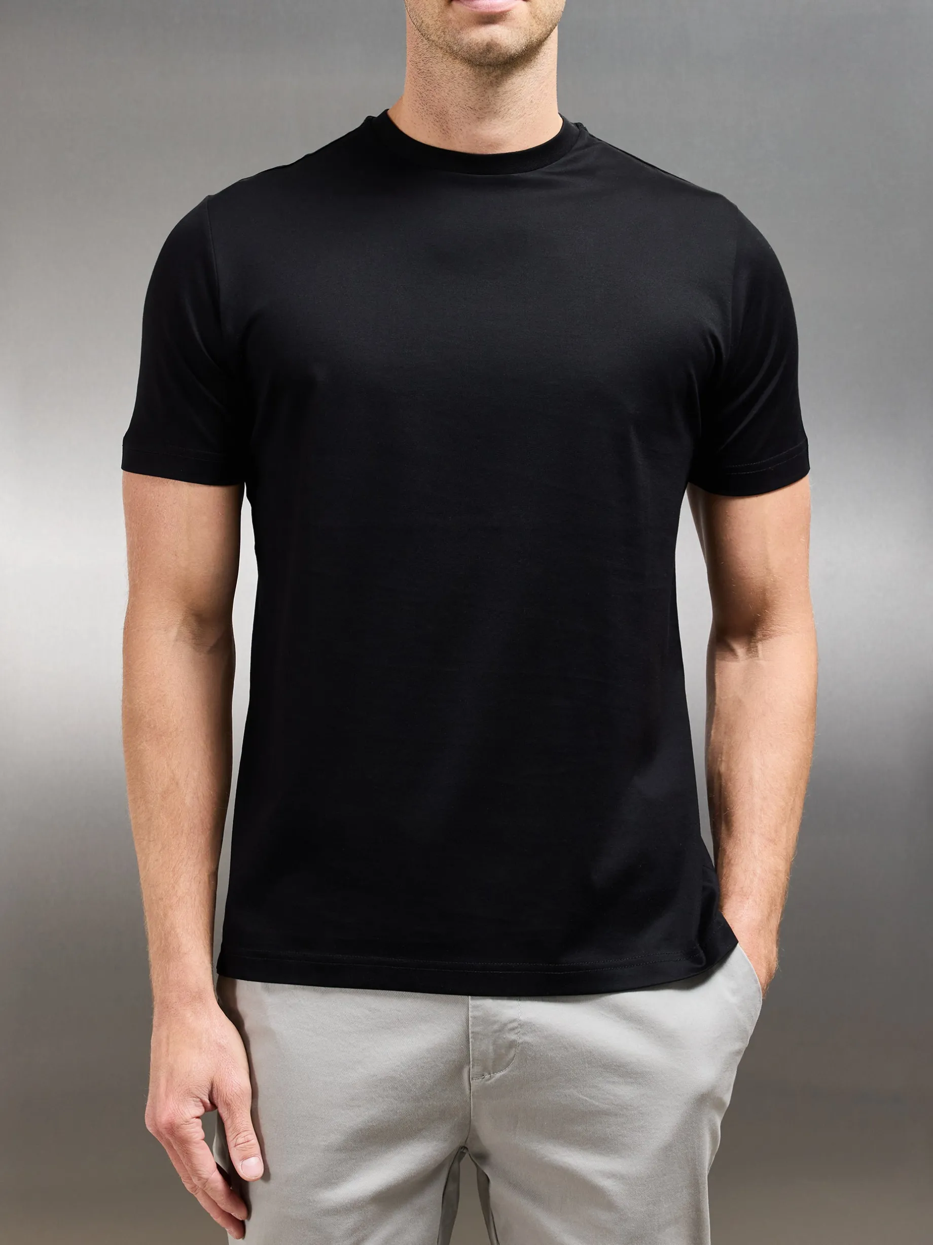 Mercerised Cotton T-shirt - Black