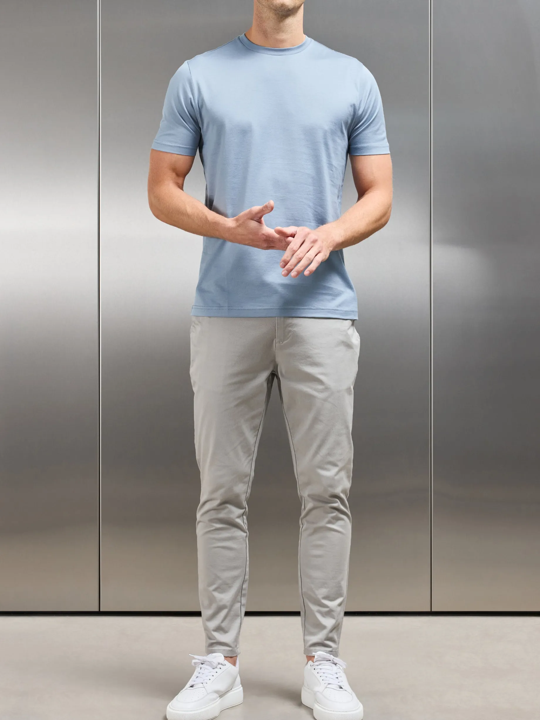 Mercerised Cotton T-shirt - Light Blue