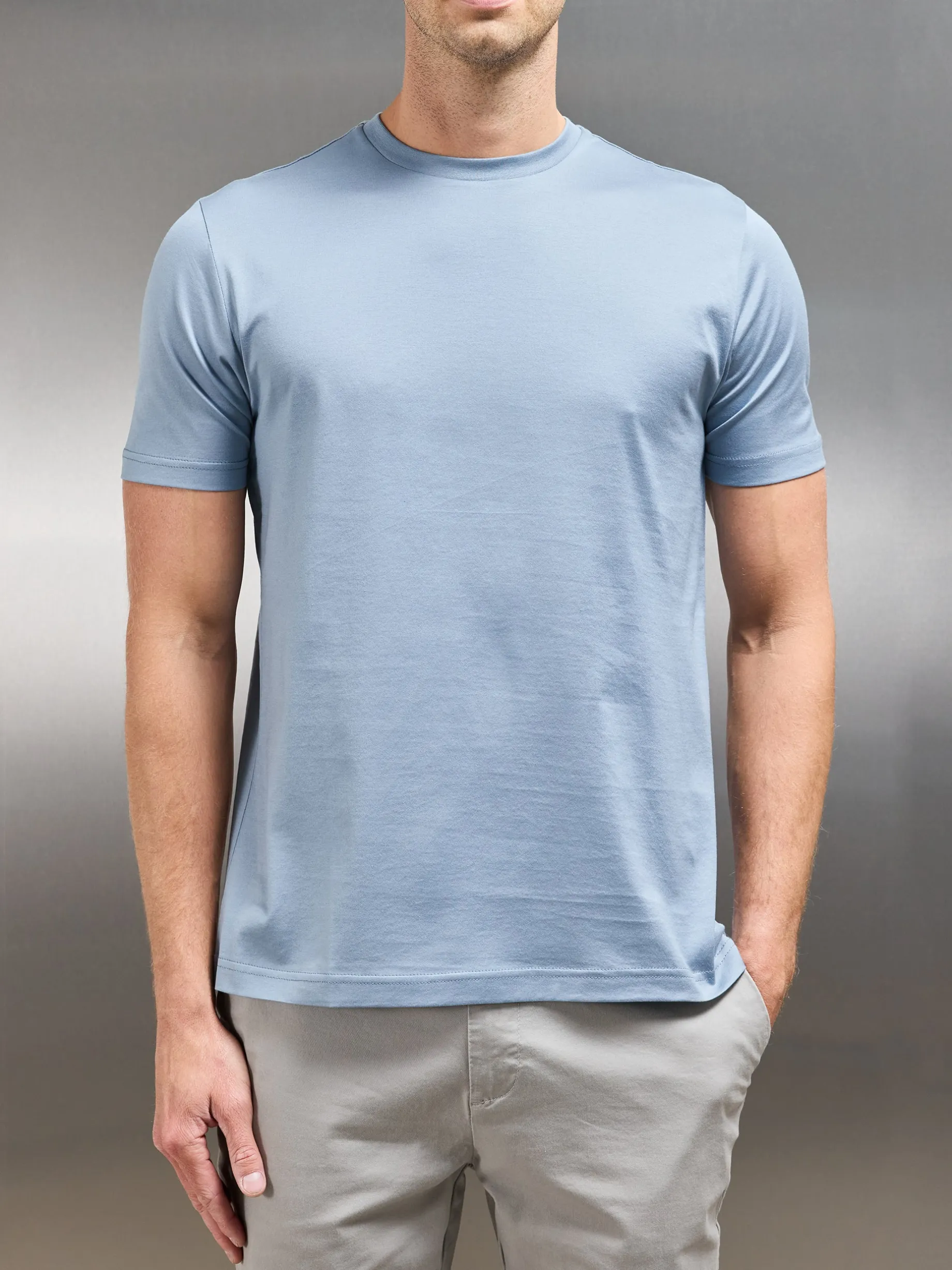 Mercerised Cotton T-shirt - Light Blue