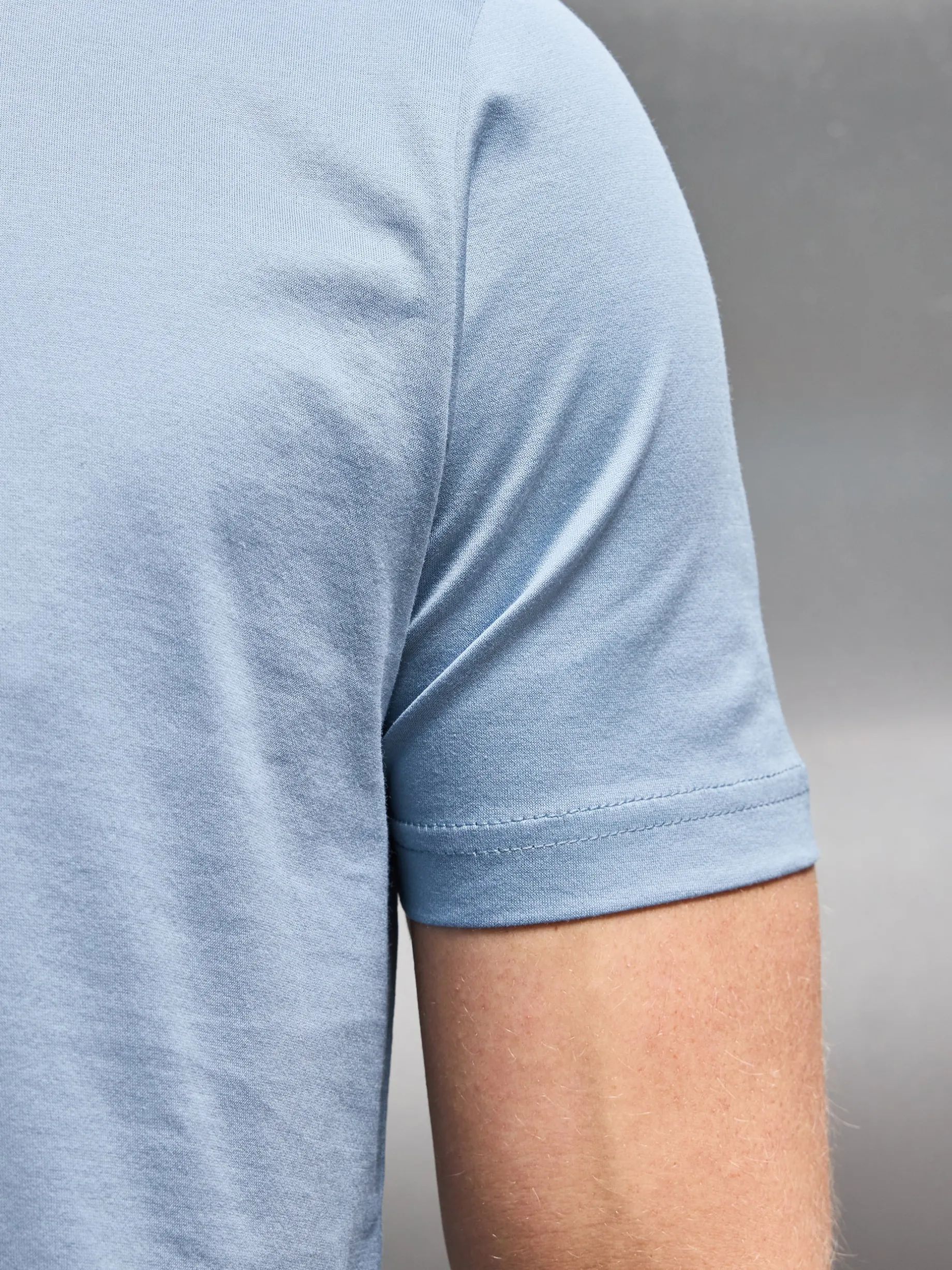 Mercerised Cotton T-shirt - Light Blue