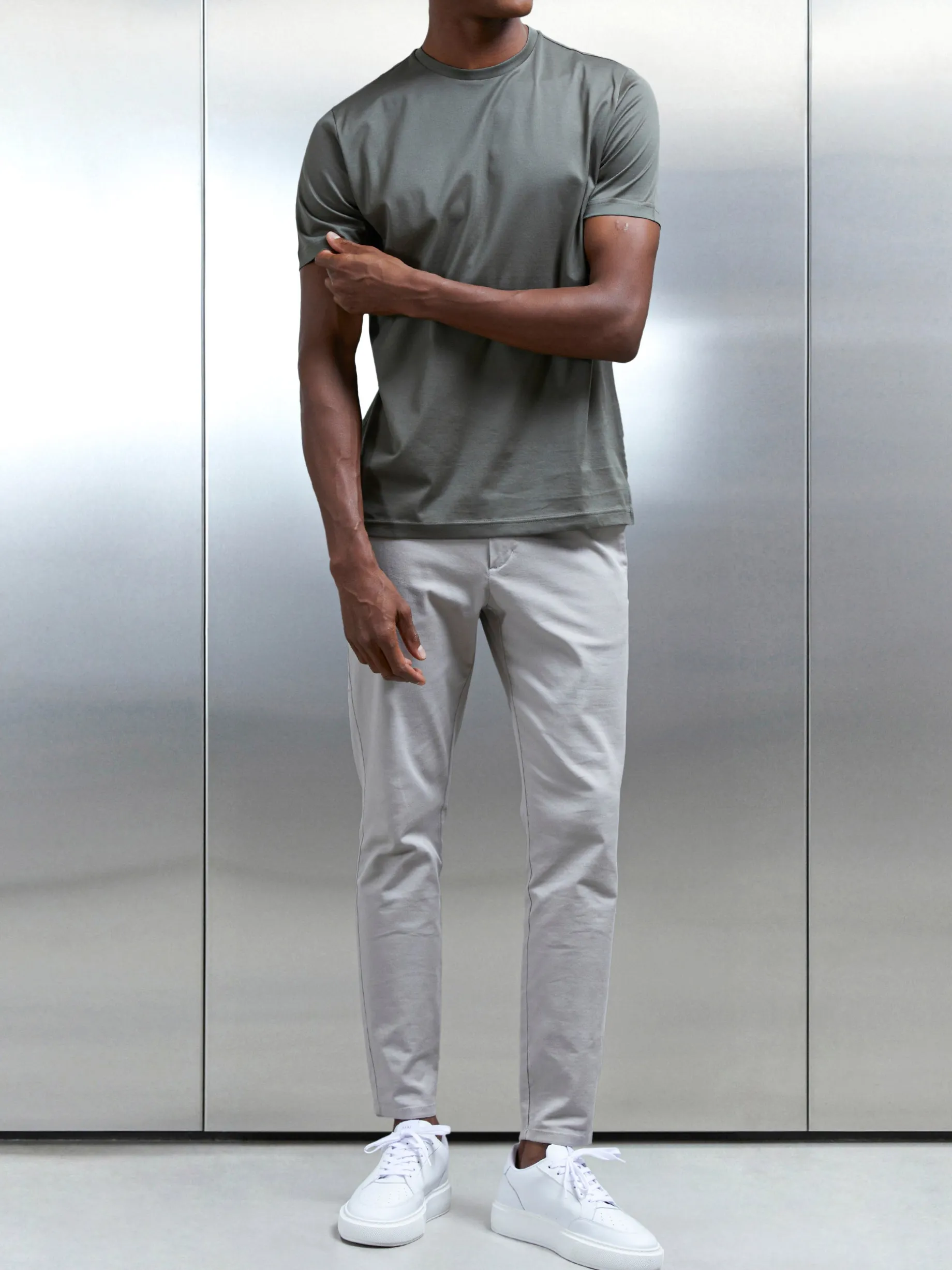 Mercerised Cotton T-shirt - Sage