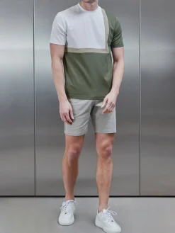 Mercerised Interlock Colour Block T-Shirt - Sage