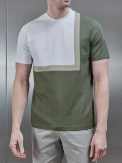 Mercerised Interlock Colour Block T-Shirt - Sage