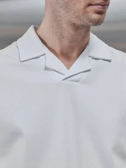 Mercerised Interlock Revere Collar Polo Shirt - White