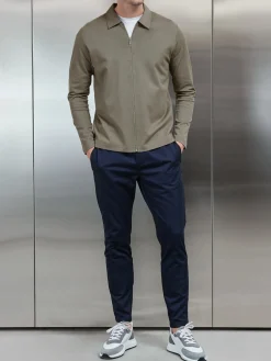 Mercerised Pique Zip Through Jacket - Sage