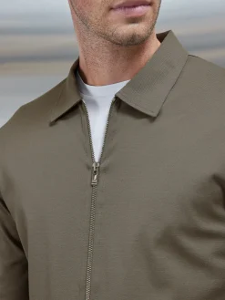Mercerised Pique Zip Through Jacket - Sage