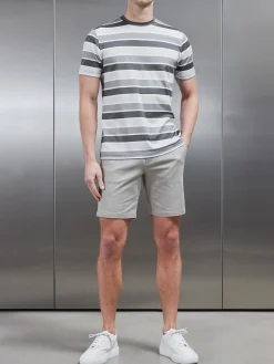 Mercerised Striped T-Shirt - Grey