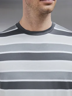 Mercerised Striped T-Shirt - Grey
