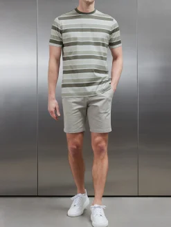 Mercerised Striped T-Shirt - Sage