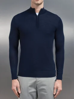 Merino Wool Funnel Neck - Navy