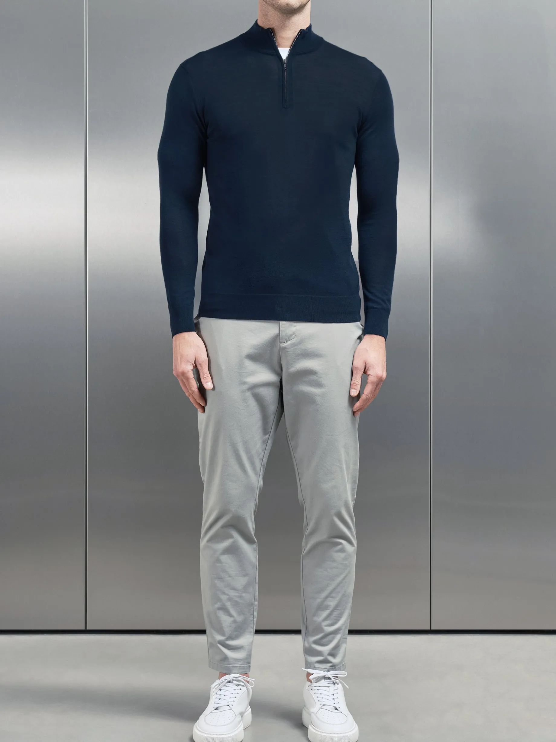 Merino Wool Funnel Neck - Navy
