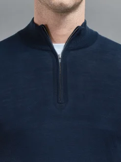 Merino Wool Funnel Neck - Navy