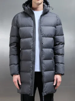 Mid Length Down Jacket - Grey